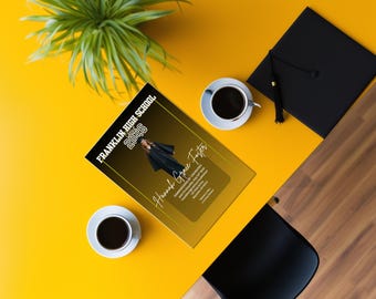 Black and Gold Graduation Announcement Canva PRO Template