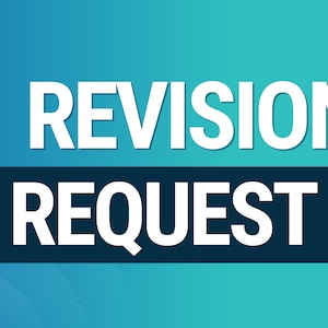 Puede incluir: Un fondo degradado azul turquesa y azul con una pancarta blanca que dice "1 REVISION REQUEST" en texto blanco en negrita.