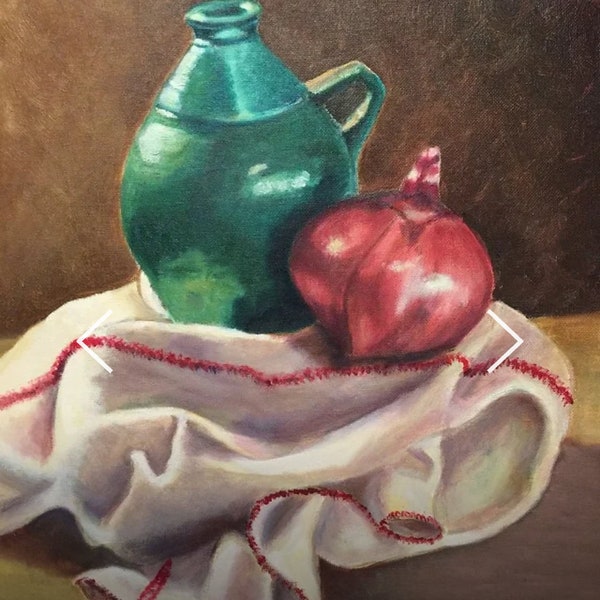 Jug and Onion Painting Print