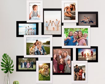 12 Openings PHOTO COLLAGE FRAME  — Multiple Photo Frame — Multi Photo Frame — Wooden Picture Frame Collage — Black and White
