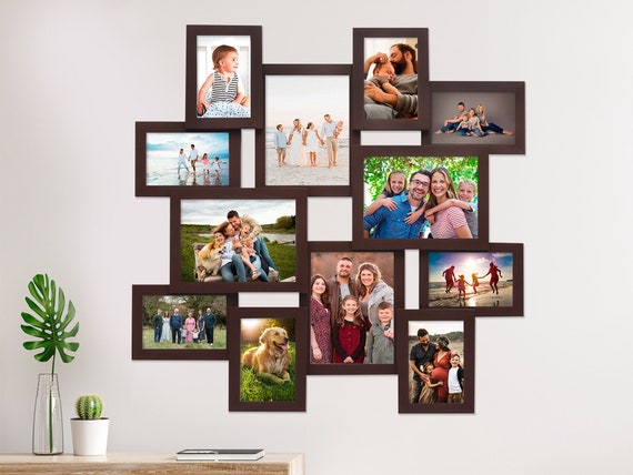 12 Openings PHOTO COLLAGE FRAME Picture Frame Collage Multiple Photo Frame Multi Photo Frame Wooden Picture Frame Collage Brown Etsy