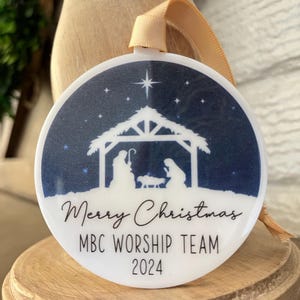 Nativity Custom Ornament | Church Congregation Ornament | Bulk Christmas Party Favor | Manger Nativity Ornament | Church Service Favor