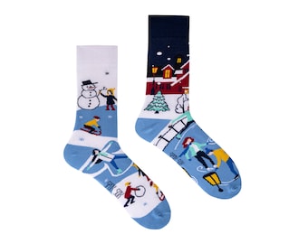 WINTER FUN | mismatched colorful socks | colourful socks | funny socks | women & men socks | crazy socks | patterned socks | crew socks