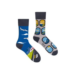 AIRPLANES | mismatched colorful socks | colourful socks | funny socks | women & men socks | crazy socks | patterned socks | crew socks