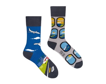 AIRPLANES | mismatched colorful socks | colourful socks | funny socks | women & men socks | crazy socks | patterned socks | crew socks