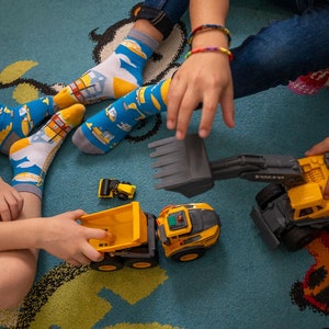 LITTLE CONSTRUCTOR Kids Socks mismatched colorful socks colourful funny children & infant socks unique patterned socks image 3