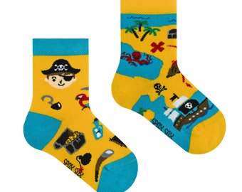 PIRATES | Kids Socks | mismatched colorful socks | colourful | funny | children & infant socks | unique patterned socks | toddler socks
