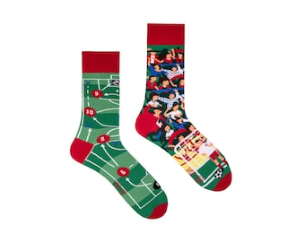 SOCCER | mismatched colorful socks | colourful socks | funny socks | women & men socks | crazy socks | patterned socks | crew socks