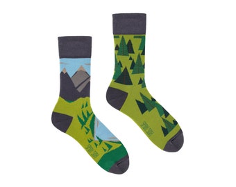 MOUNTAINS | mismatched colorful socks | colourful socks | funny socks | women & men socks | crazy socks | patterned socks | crew socks