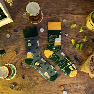 BEER mismatched colorful socks colourful socks funny socks women & men socks crazy socks patterned socks crew socks image 2