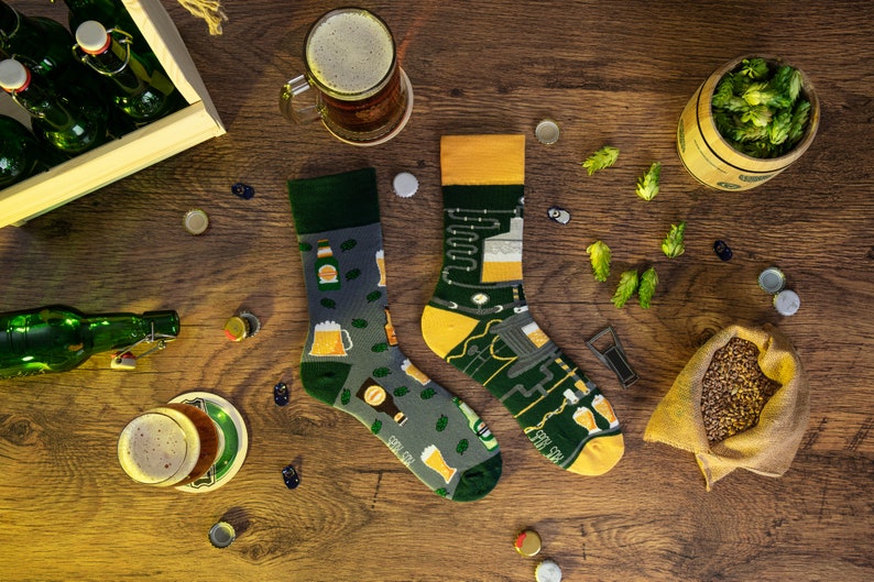 BEER mismatched colorful socks colourful socks funny socks women & men socks crazy socks patterned socks crew socks image 2