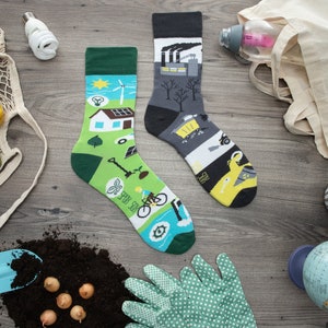 ECOLOGY mismatched colorful socks colourful socks funny socks women & men socks crazy socks patterned socks crew socks image 2