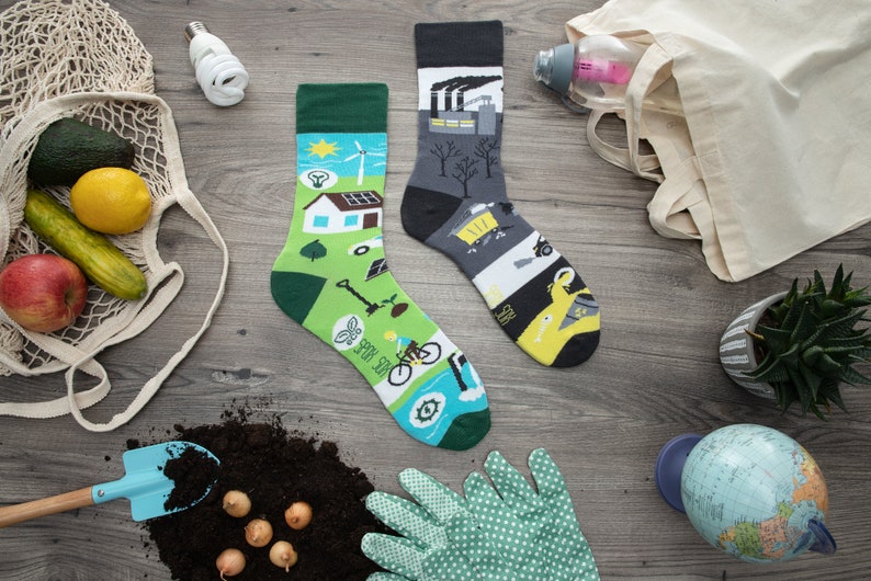 ECOLOGY mismatched colorful socks colourful socks funny socks women & men socks crazy socks patterned socks crew socks image 2