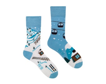 SKI SLOPE | mismatched colorful socks | colourful socks | funny socks | women & men socks | crazy socks | patterned socks | crew socks