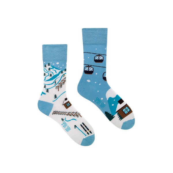 SKI SLOPE | mismatched colorful socks | colourful socks | funny socks | women & men socks | crazy socks | patterned socks | crew socks