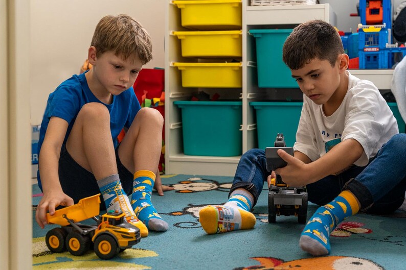 LITTLE CONSTRUCTOR Kids Socks mismatched colorful socks colourful funny children & infant socks unique patterned socks image 4