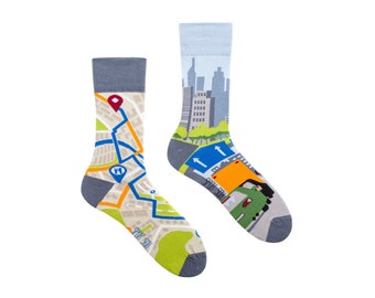 CITY | mismatched colorful socks | premium sock | colourful | funny | women & men socks | crazy | unique patterned sock