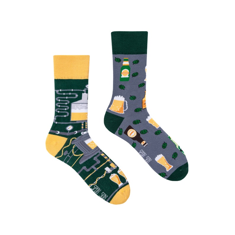 BEER mismatched colorful socks colourful socks funny socks women & men socks crazy socks patterned socks crew socks image 1