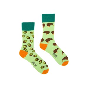 KIWI | mismatched colorful socks | colourful socks | unique funny socks | women & men socks | crazy socks | patterned socks | crew socks