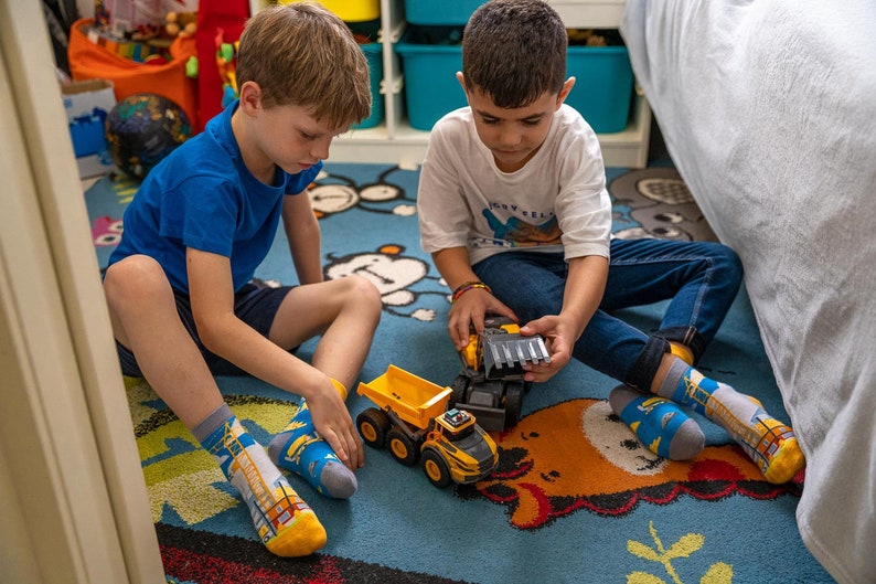 LITTLE CONSTRUCTOR Kids Socks mismatched colorful socks colourful funny children & infant socks unique patterned socks image 5