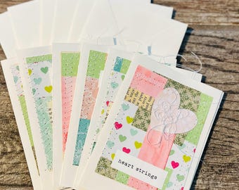 Quilted Cards 6 Set-Heart Strings Collection (pink&green)