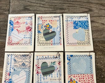 Quilted Cards 6 Set-Heart Strings Collection (Americana)