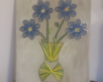 Vase of Daisies (String Art, Wall Art, Wall Decor, Home Decor, Handcrafted, Flowers, Spring)