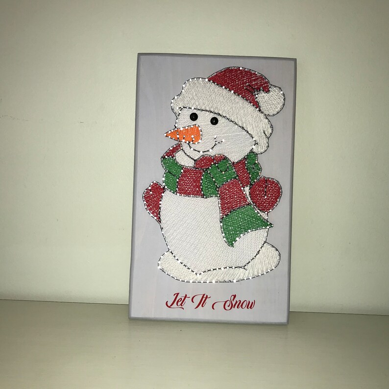 Let It Snow Snowman, Winter, Holiday Decor, Wall Decor, Home Decor, String Art image 1