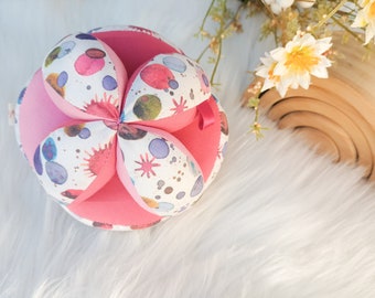 Organic cotton, Montessori Puzzle Ball, baby rattle toy, sensory toy for baby shower, gripping ball for baby girl, top baby products