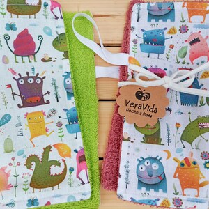 Asciugamani per bambini OEKO-TEX, asciugamani da bagno per bambini, tovaglioli per il pranzo, asciugamani in tessuto multiuso, tovaglioli colorati, set di tovaglioli per la scuola, zerowaste
