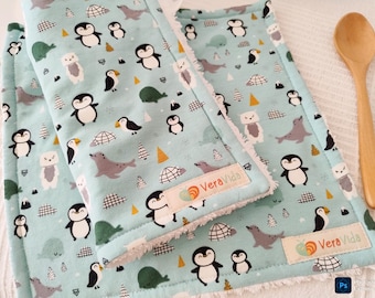 Zestaw serwetek Penguin Kids, bawełniana frotte OEKO-TEX, wielokrotnego użytku, zmywalne serwetki