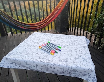 Coloring placemats for kids, cotton placemats machine washable, painting mat, traveling mat, 6 year old coloring gifts