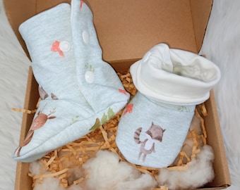 ORGANICZNE skarpetki niemowlęce, buciki zapinane na napy, zimowe ubranka dla niemowląt, buciki do łóżeczka dla siostrzenicy, ciepłe buciki niemowlęce, bawełniane buciki niemowlęce, szałwiowo-zielone