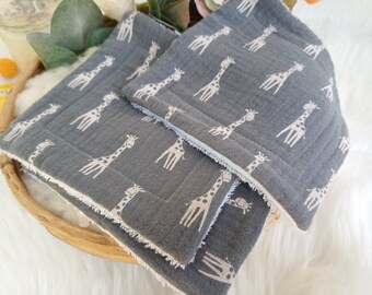 Organic Muslin Baby Wipes, Giraffe Print, Reusable Face Cloths