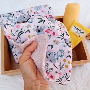 ORGANIC washcloths set, Reusable wipes, pink wipes for baby, koala washable face pad, organic washcloths, Baby mouth cloth, remover wipes