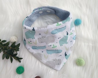 Babero de bebé bandana, babero de animales, babero de baba para bebé, cocodrilo de tela para eructar, regalo de baby shower, accesorios de bebé para niño, tema cocodrilo