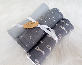 Chiffons pour les rots de bébé, chiffons absorbants crachants, ensemble de chiffons pour les rots en mousseline, rotules en mousseline de soie double gaze, cadeau de baby shower, chiffon en mousseline pour cadeau d'une nouvelle maman