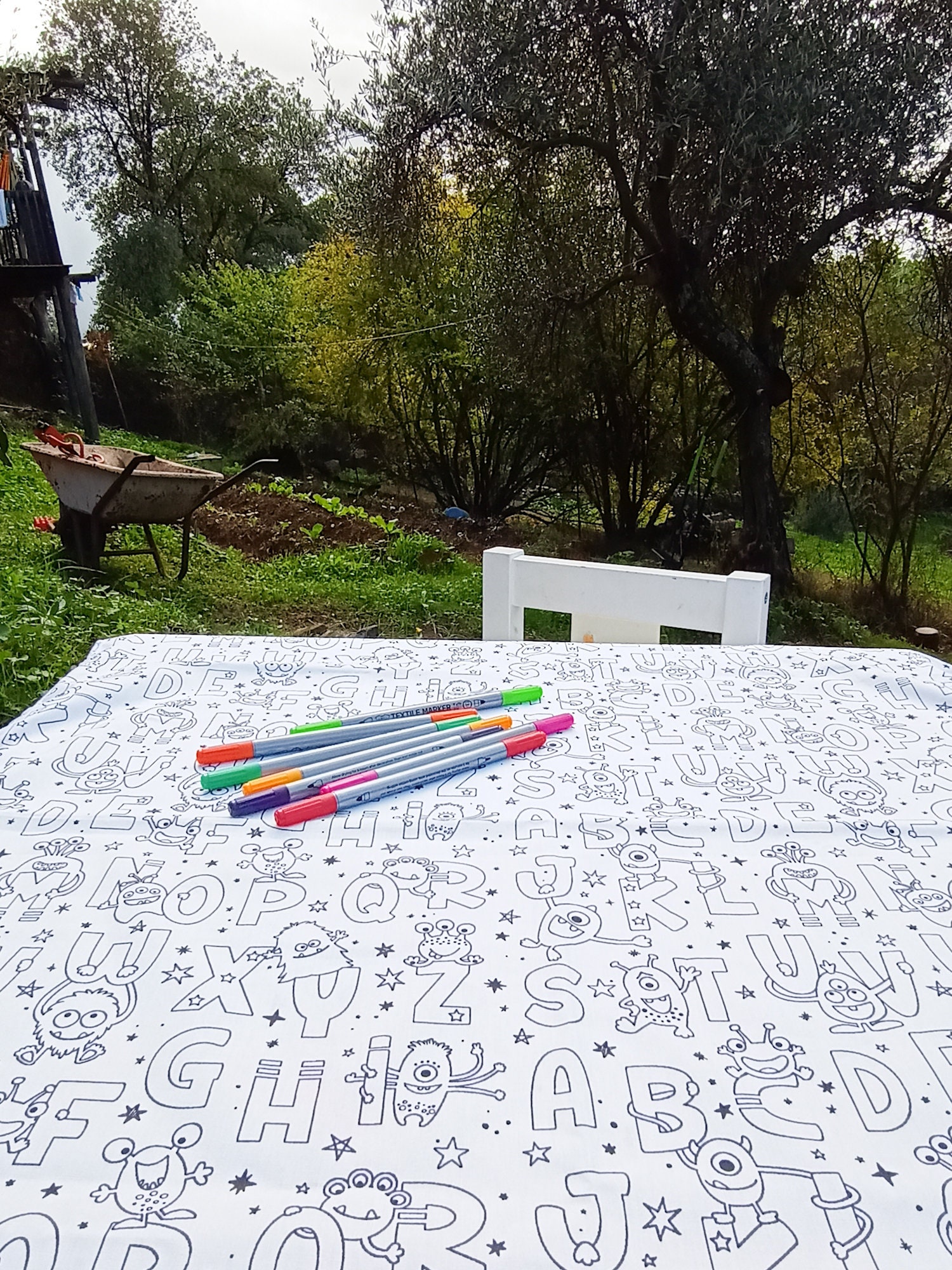 Washable Coloring Tablecloth for Kids, Wasable Cotton Placemat, Montessori  Placemat, 25'x30' Washable Painting Mat, Coloring Mat 