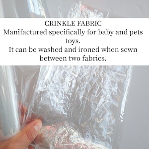 Tessuto stropicciato certificato EN71, materiale stropicciato per giocattoli fatti a mano, taggie stropicciato, giocattoli per neonati e animali domestici, baby stropicciato, rumoroso