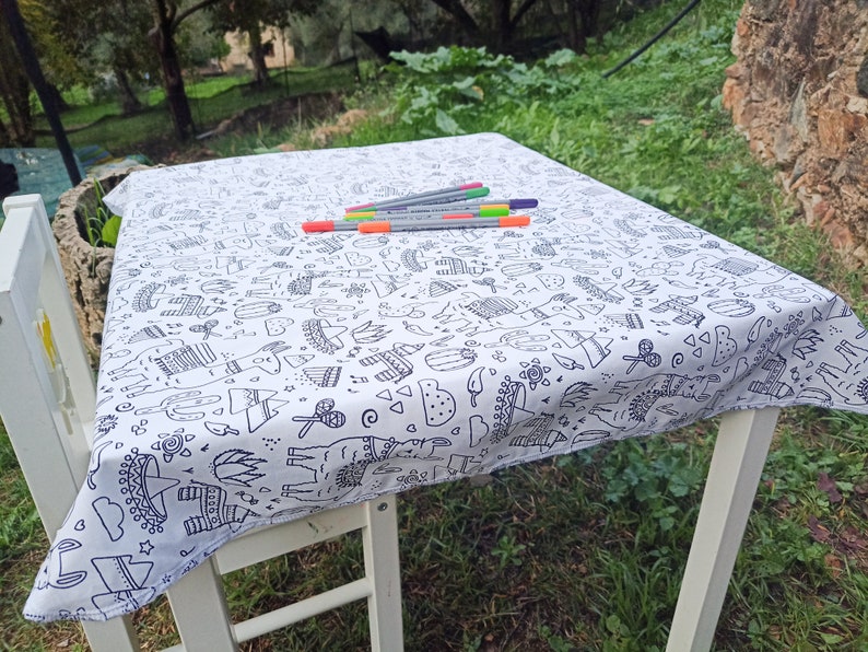 Washable Coloring Tablecloth for Kids Wasable Cotton Etsy Australia