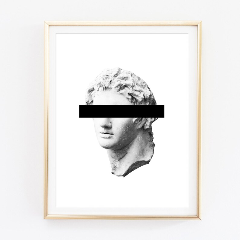 Aesthetic Statue Poster Black White Modern Printable Art Etsy