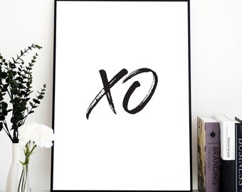 Impresión XO, arte de pared imprimible, arte de la pared de la moda, impresiones de la moda, cartel de la moda, arte de la pared XO, impresión en blanco y negro, decoración moderna del hogar