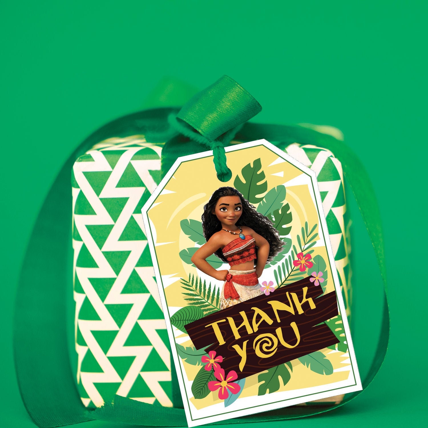 Moana Thank You Tag, Moana Theme Thanks, Birthday Thank You Swing Tag ...