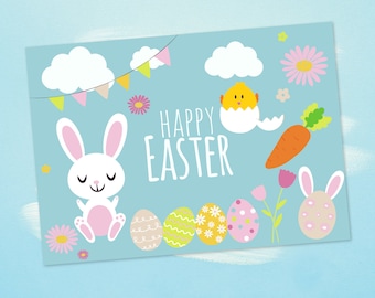 Easter digital clipart, Easter Clipart, Easter bunny clipart, Easter svg clip art, Easter Egg Clipart, Chick and flowers Instant Download