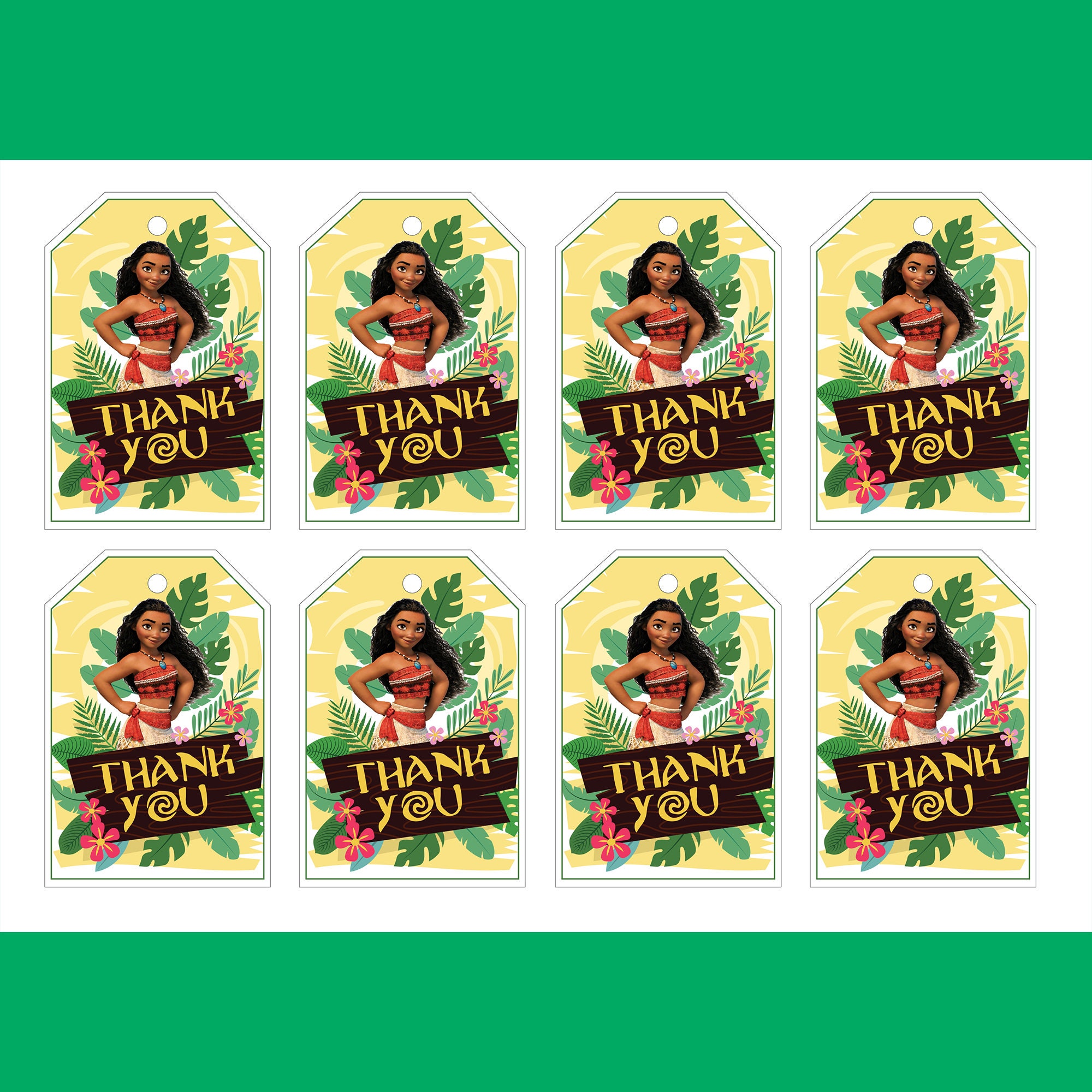 Moana Thank You Tag Moana Theme Thanks Birthday Thank You - Etsy Australia