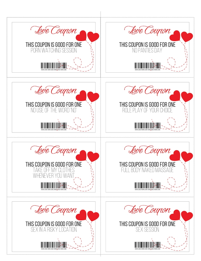 Naughty Love Coupons 24 Printable Coupons Downloadable - Etsy