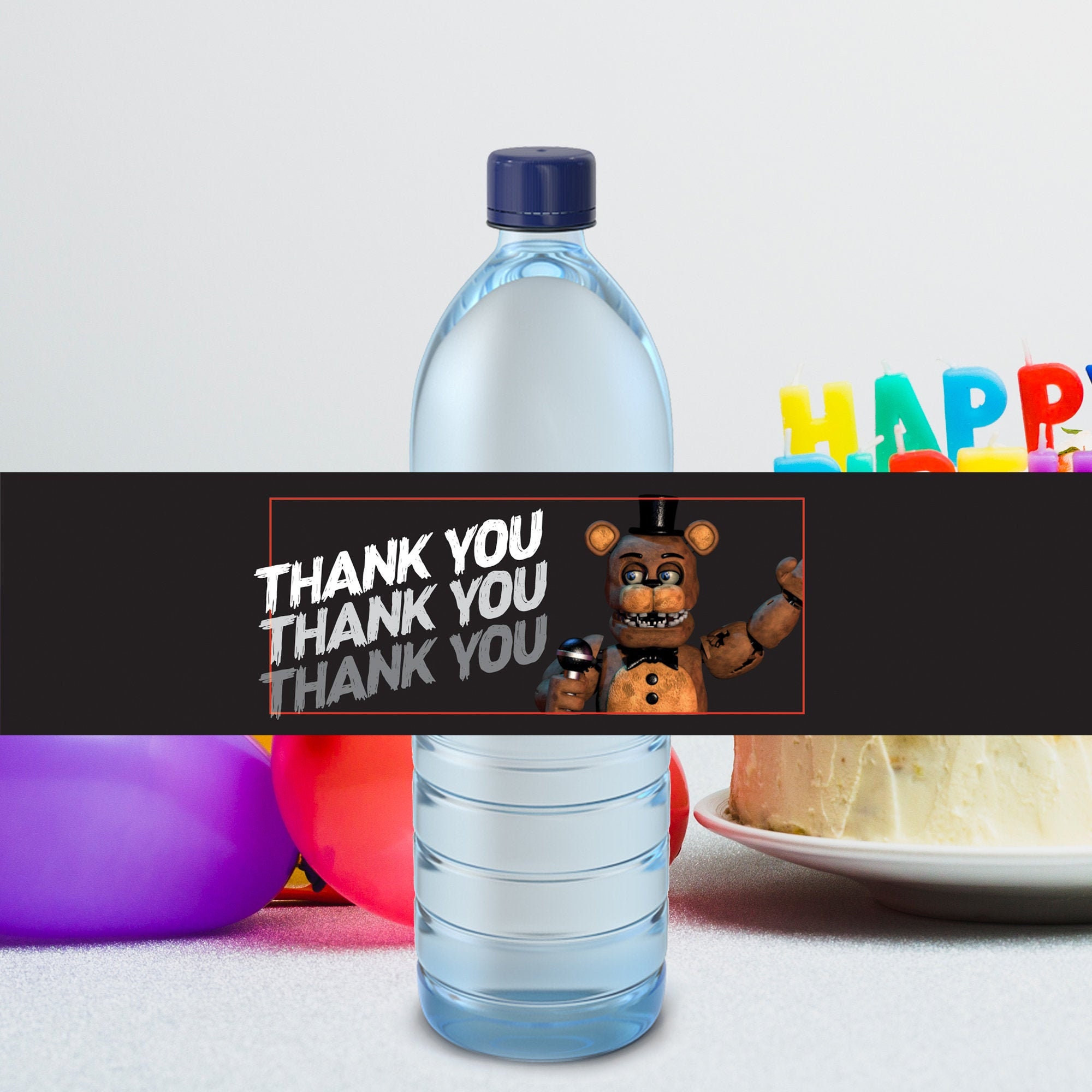 24pcs FNAF Theme Birthday Party Water Bottle Wrapper Labels