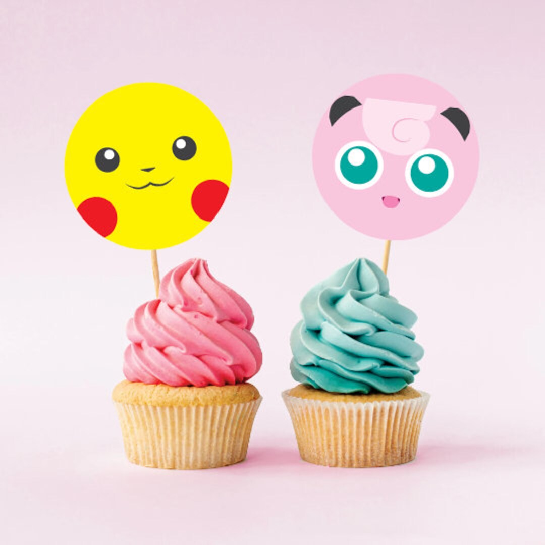 Pokemon Pikachu Cupcake Topper, Bulbasaur, Charmander, Squirtle