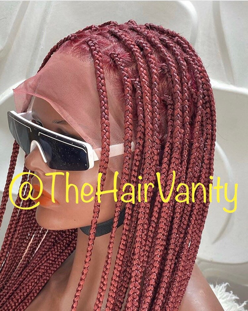 Luxury Knotless Box Braids Burgundy Wine Full Lace Freestyle Etsy