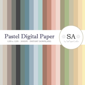 Pastellfarbenes Digitales Papier, Einfaches Digitales Papier, Instant Download Free Custom Size